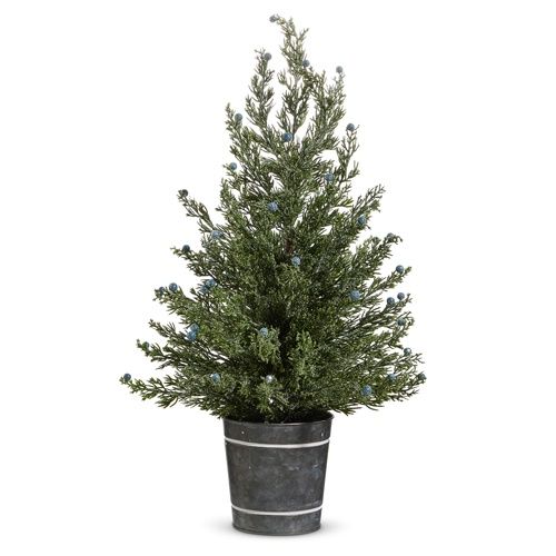 23" Pine Tree in Galvanized Bucket