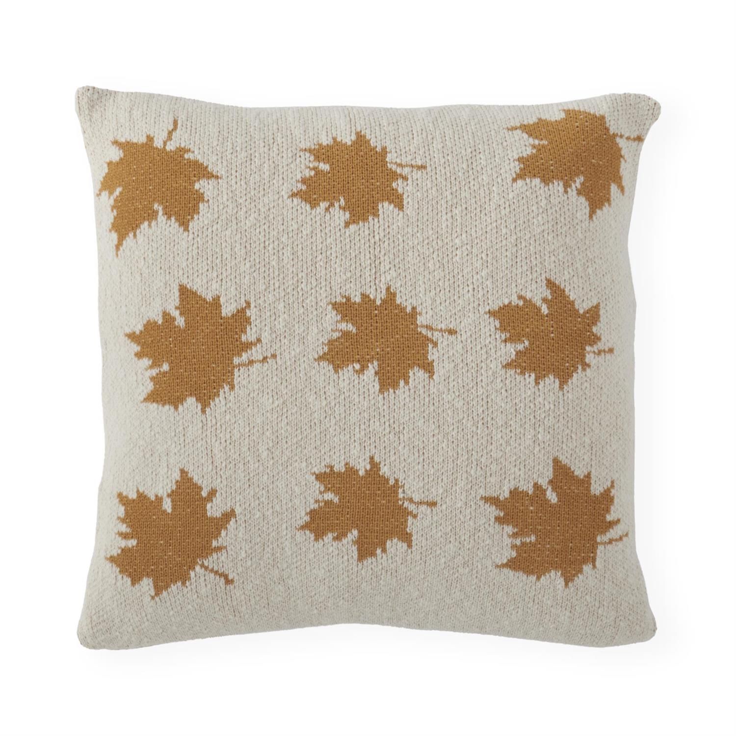 20" Cream Leaves Pillow