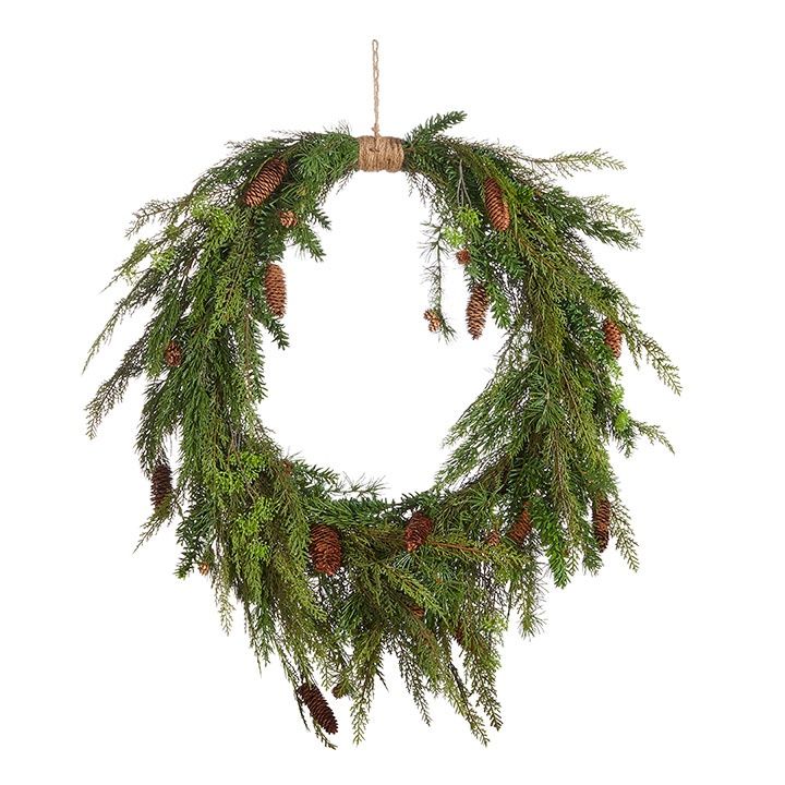 36&quot; Oval Wreath w/ Cedar