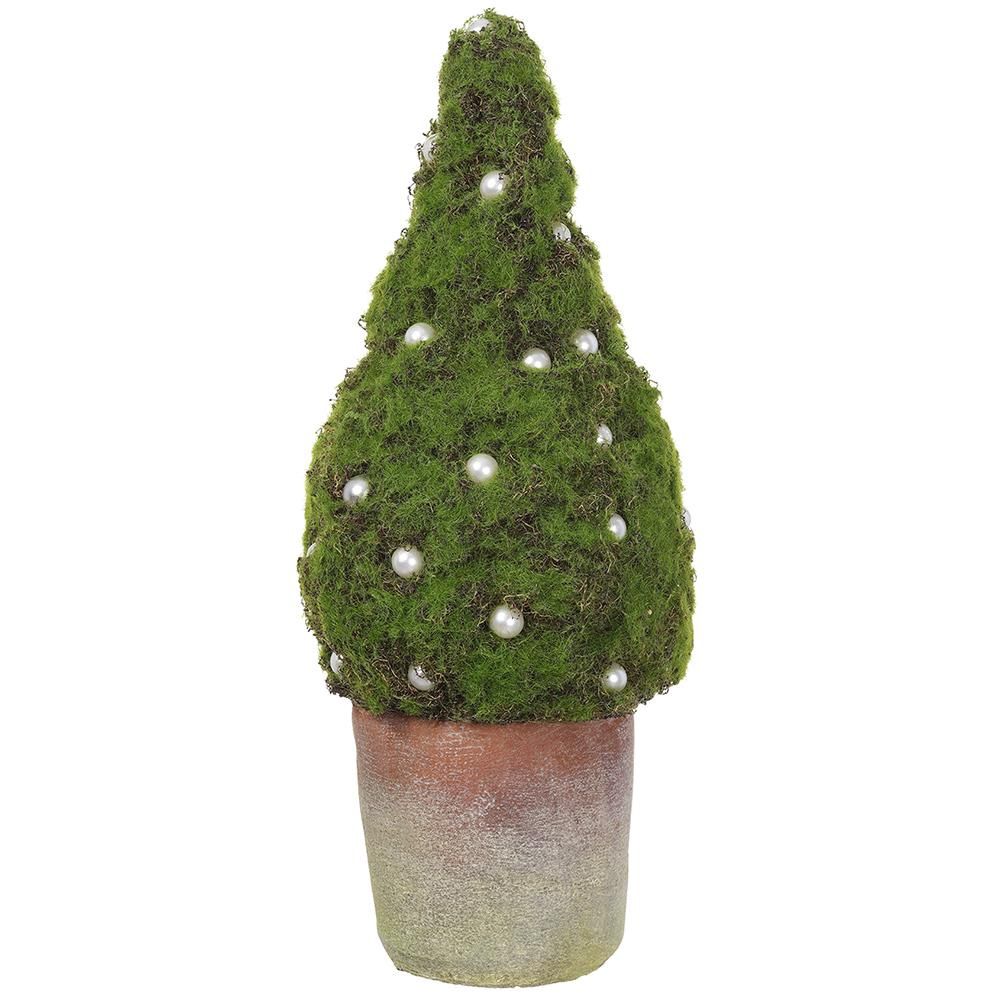 18"Pea Moss Teardrop Topiary