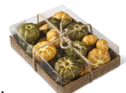 Box of Mini Pumpkins and Pinecones