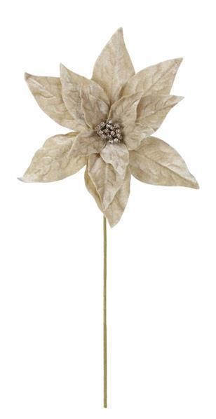 11" Velvet Poinsettia - 18"L Stem