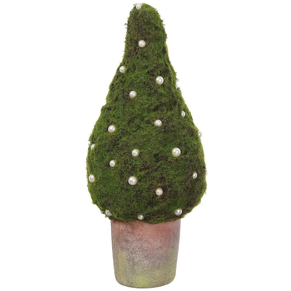 25"Pea Moss Teardrop Topiary