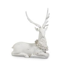 29" Wht Laying Down Deer w/Wreath