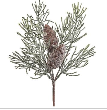 13" Frosted Pine Spray w/ Cone