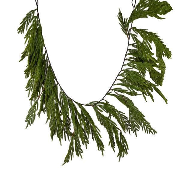 6&#39;L Green Norfolk Island Pine Hanging Garland