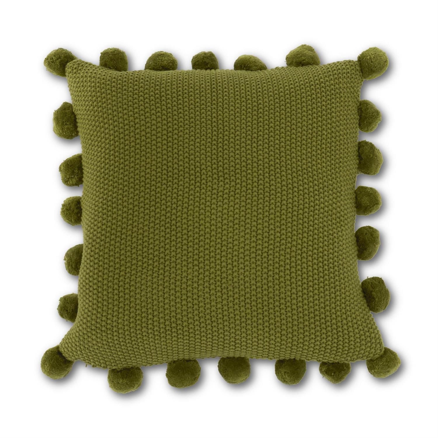 Sage Green Knit Pillow w/Pompom