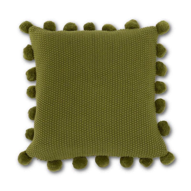 Sage Green Knit Pillow w/Pompom