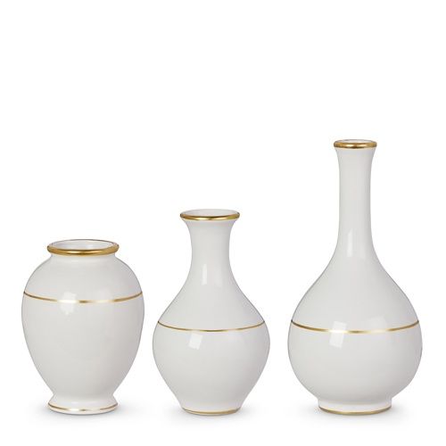 Gold Accent White Vases 8"