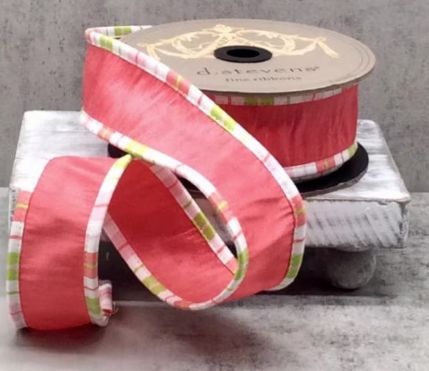 Dupioni Green/Pink Striped Ribbon
