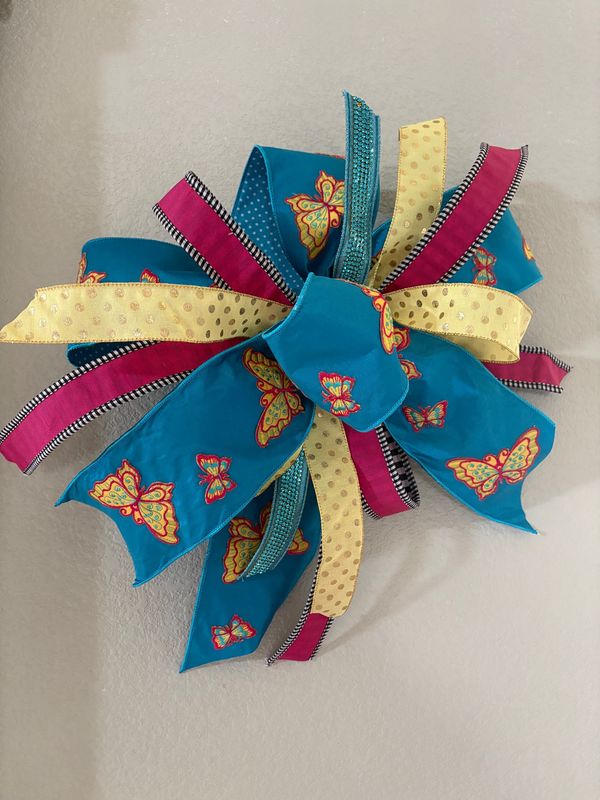 Teal Butterfly Bow LG
