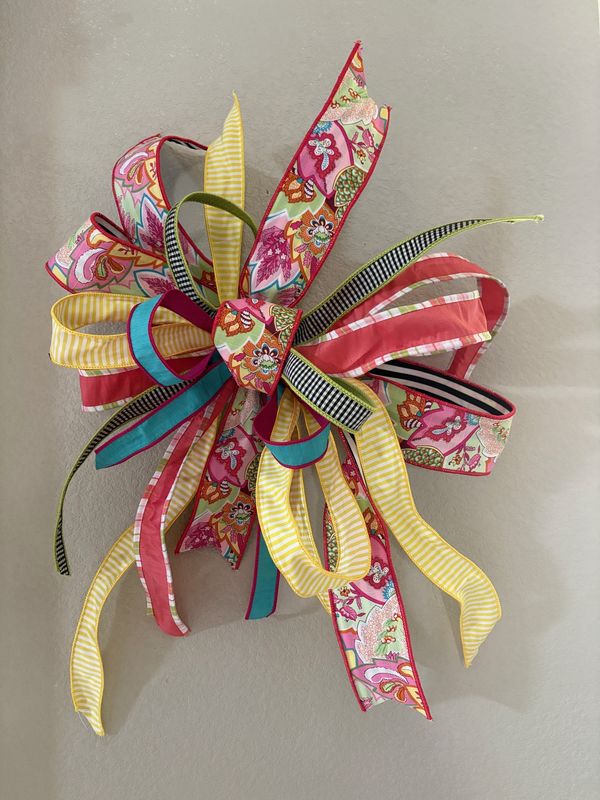 Colorful  Floral Bow LG
