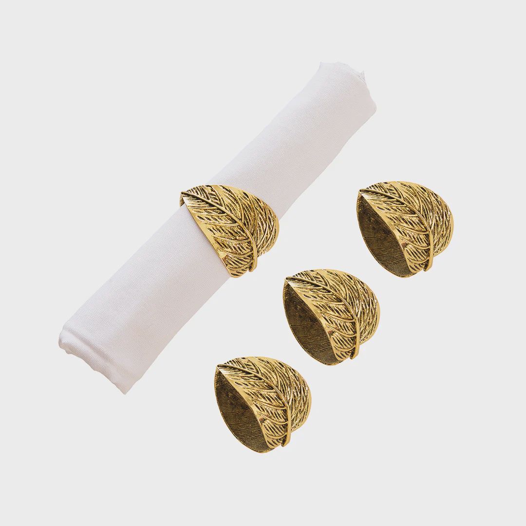 Gold Leaf Napkin Ring- Set of 4
