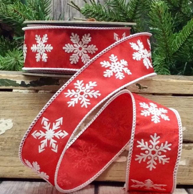 Satin White Snowflake Ribbon