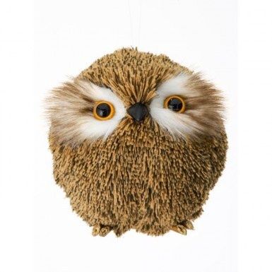 Faux Fur Owl Ornament 5"