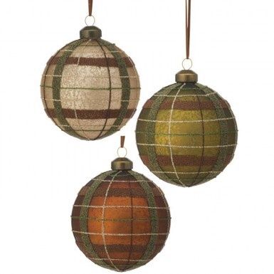 Matte Plaid Ball Ornament