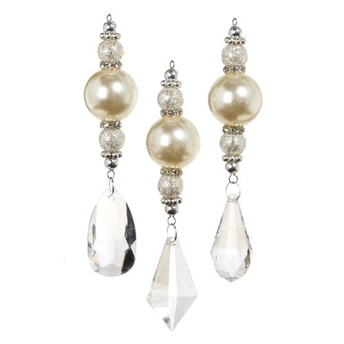Crystal Pearl Drop Orn.