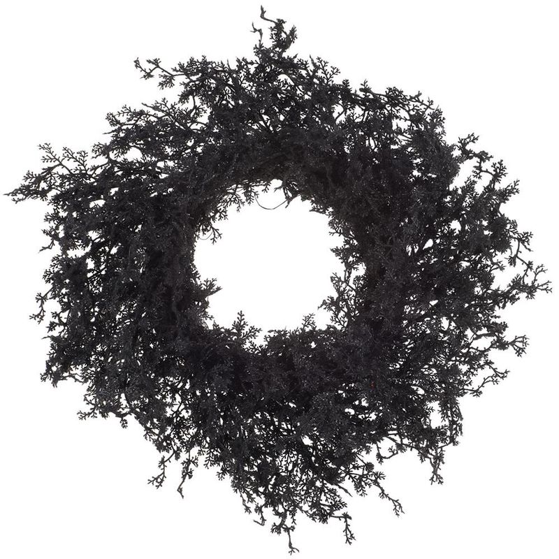 20" Flocked Pine Wreath, Black