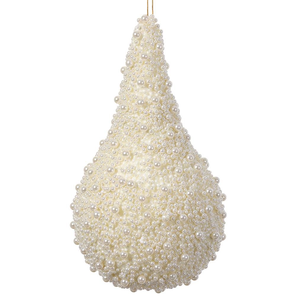 13" Pearl Teardrop Hanging Deco