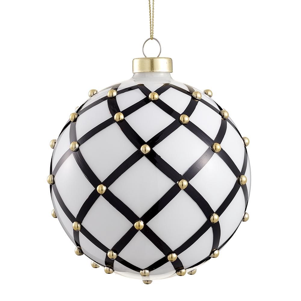 4.75" Black/White Beaded Orn