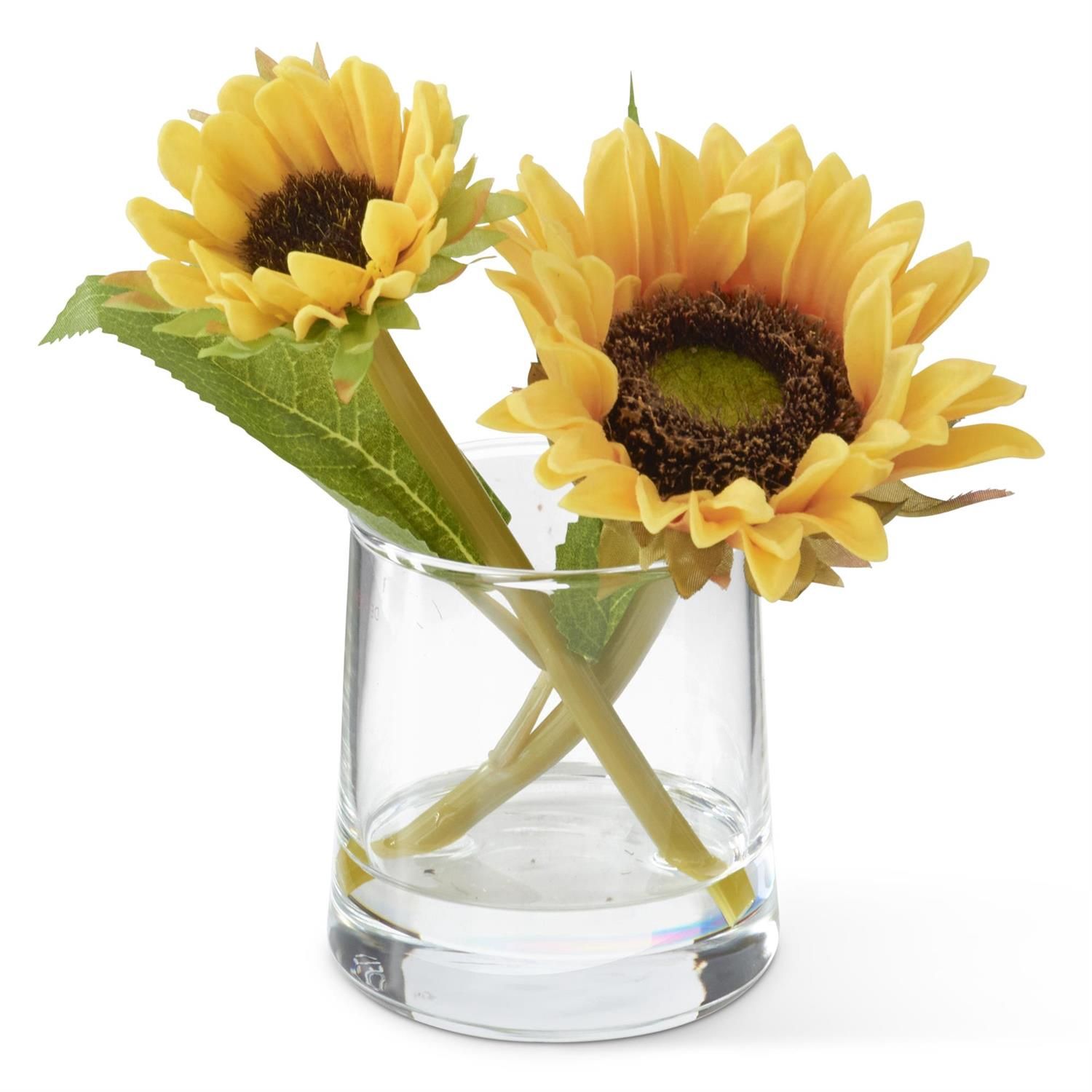 6.5" Yellow Real Touch Sunflower in Glass