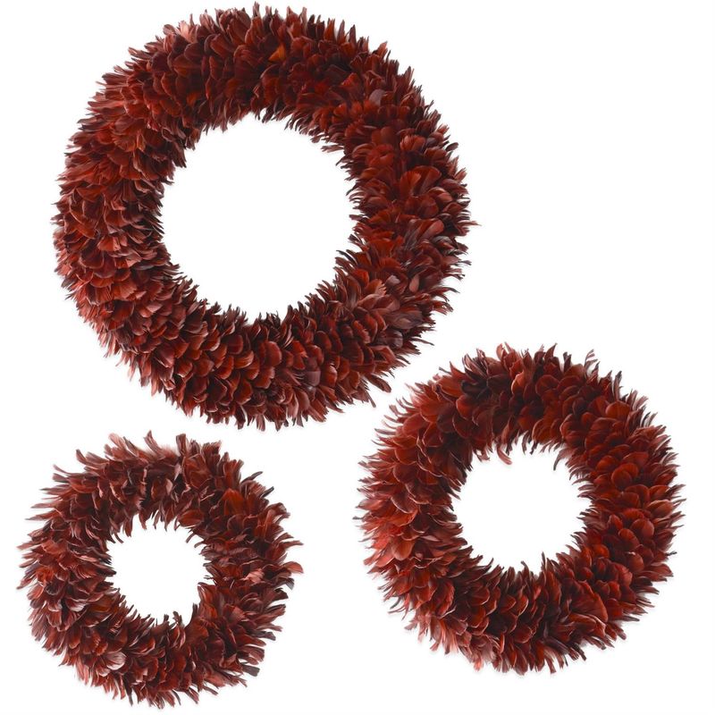 30" Burgundy Wispy Feather Wreath