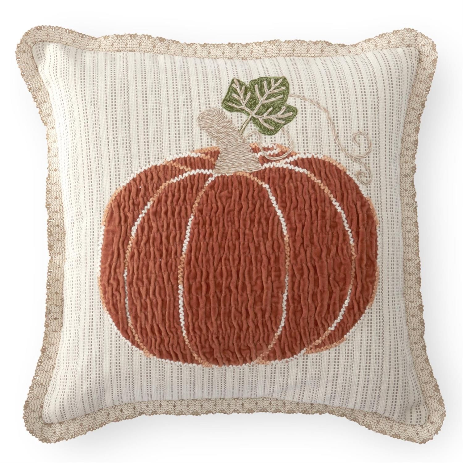 20" Burlap &amp; Orange Pumpkin Square Pillow