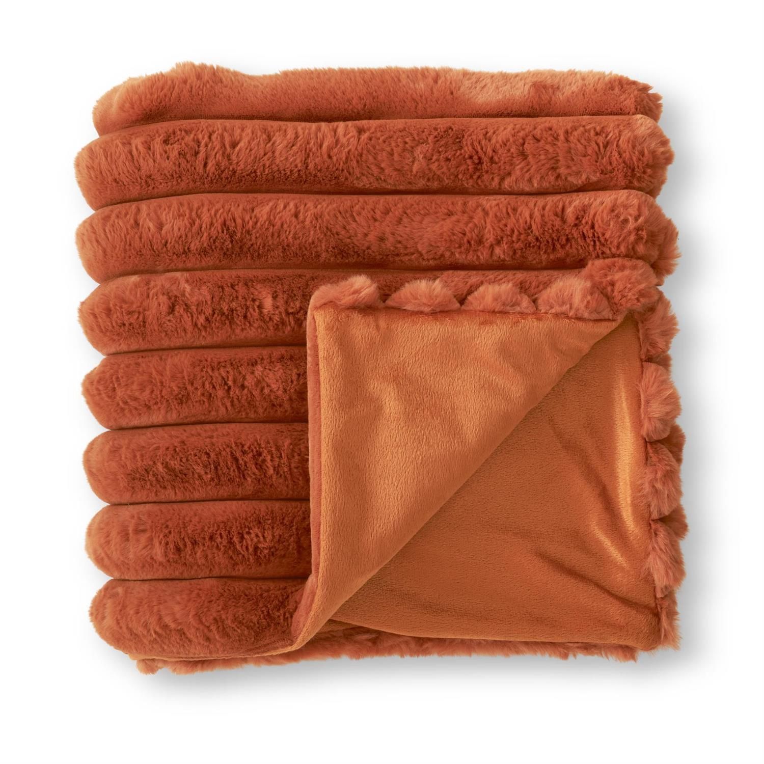 Rust Orange Vegan Fur Throw