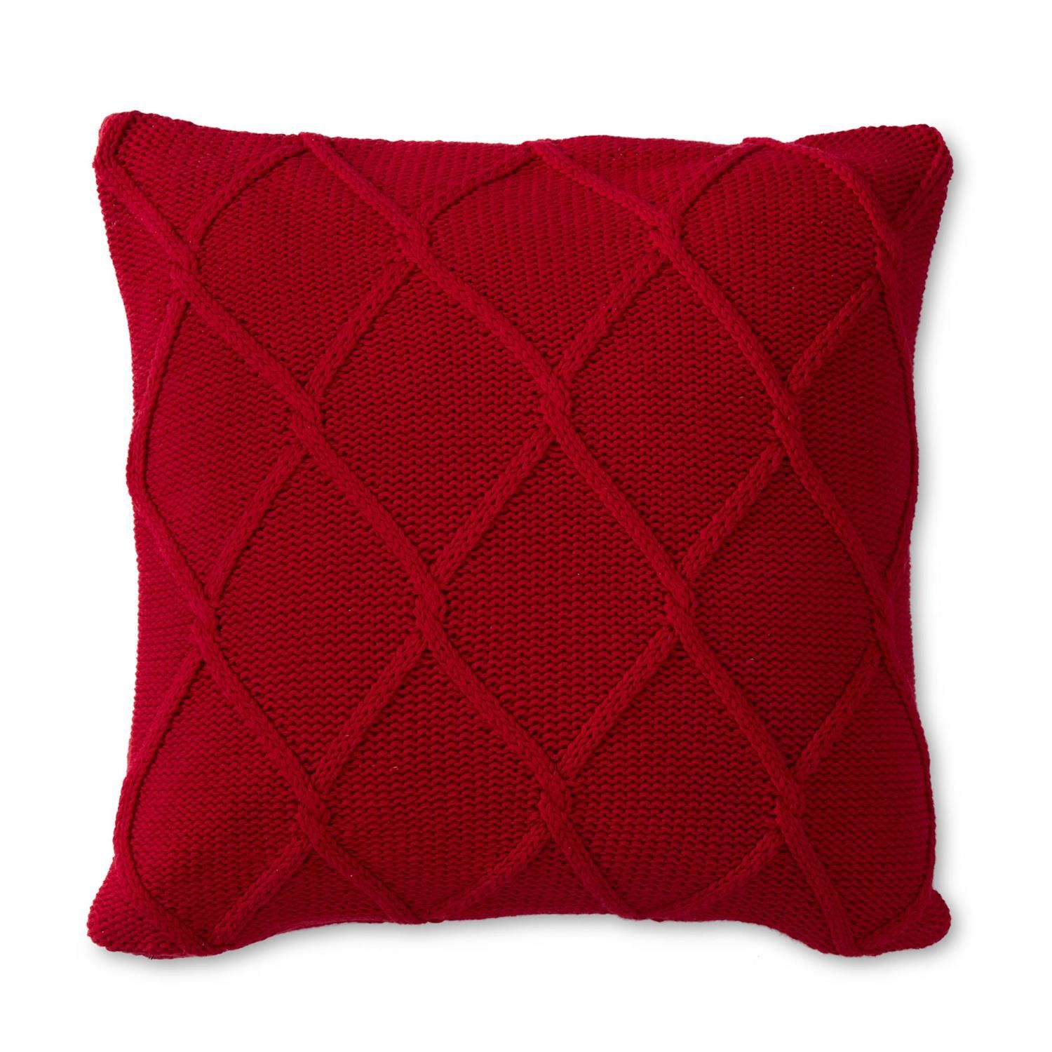 20" Red Diamond Knit Pillow