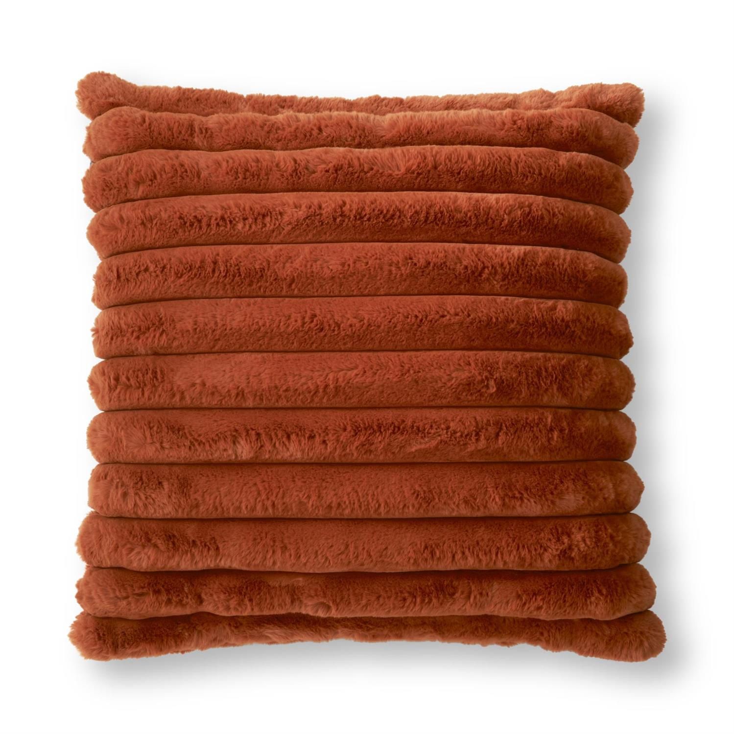 24" Rust Orange Vegan Fur Pillow
