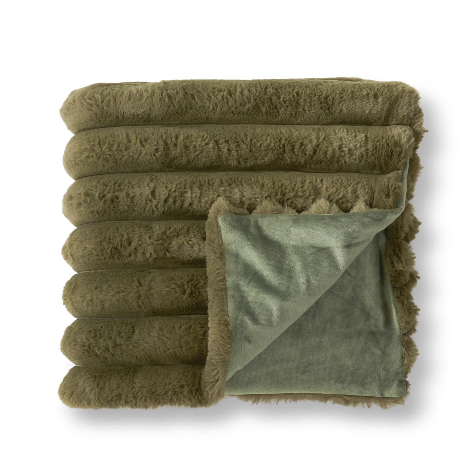 Dark Green Vegan Fur Throw