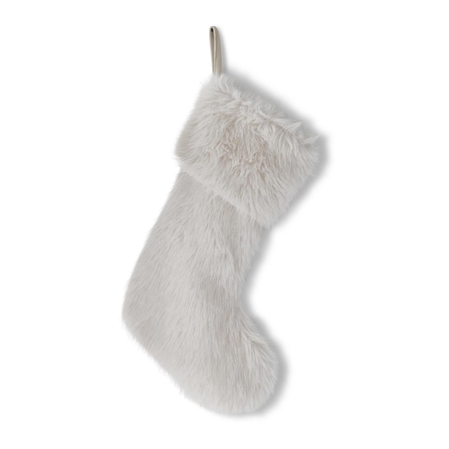 22" White Vegan Fur Stocking