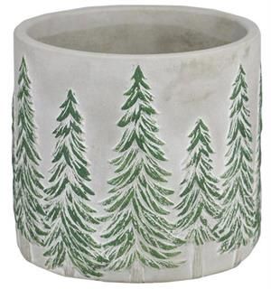 CEMENT PLANTER W/PINES 5.5"X5"H