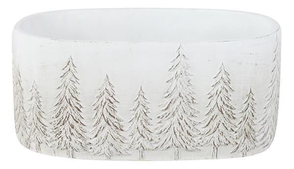 CEMENT OVAL PLANTER W/PINES