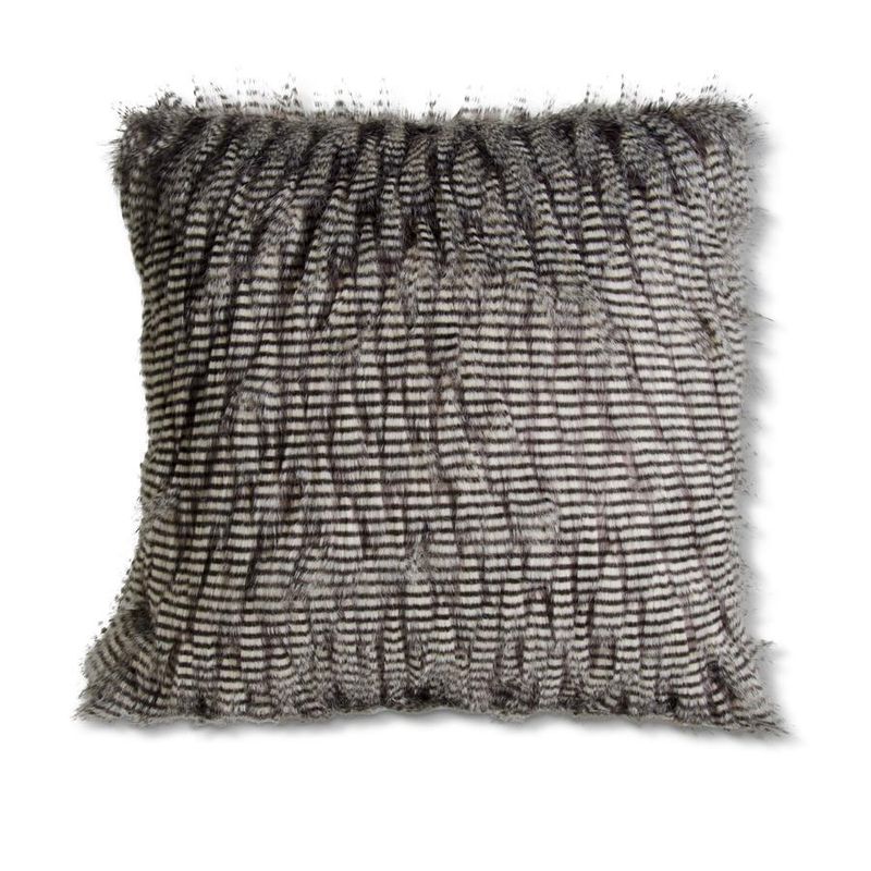 24" Gray Three Tone Vegan Fur Pillow