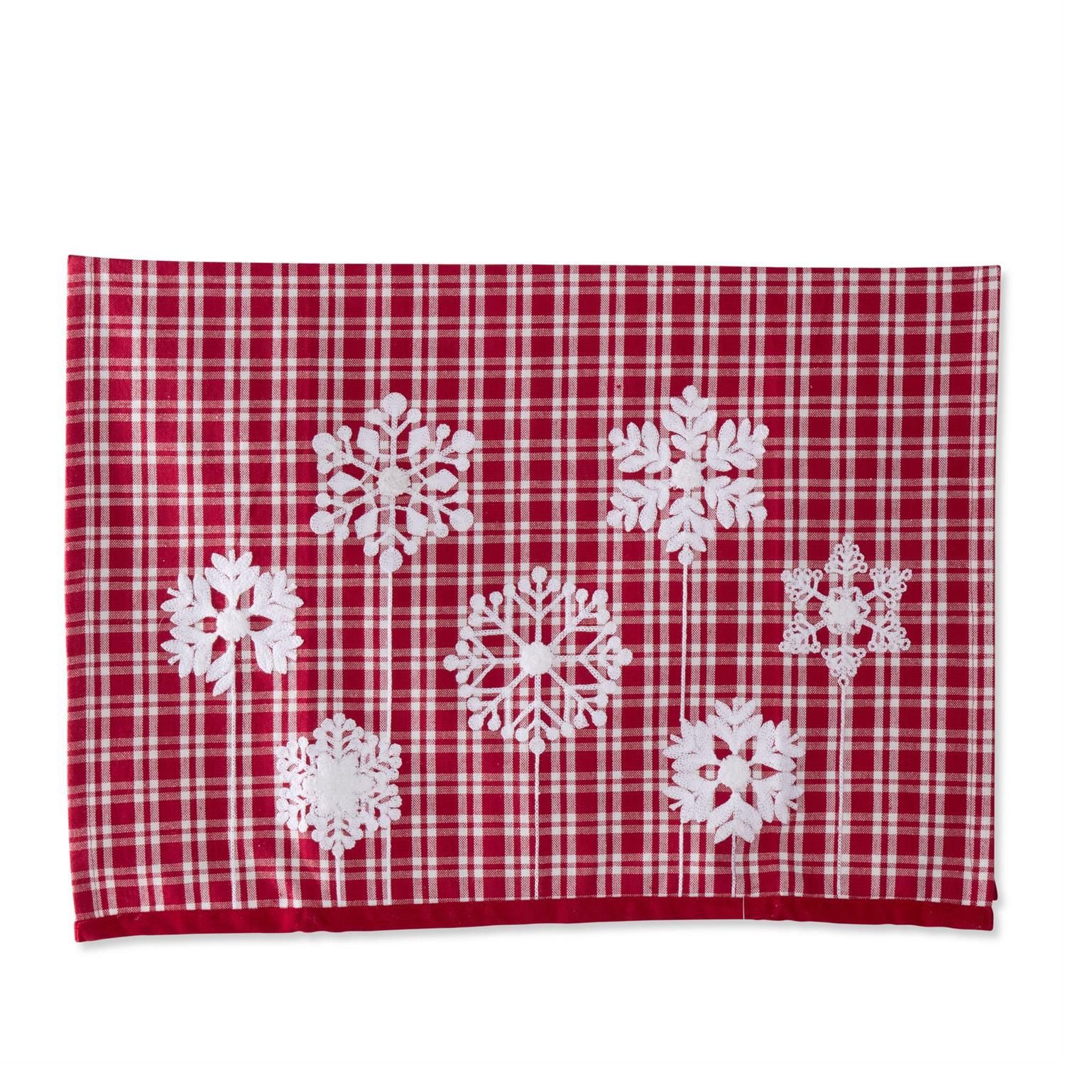 Red &amp; White Plaid Snowflakes Towel