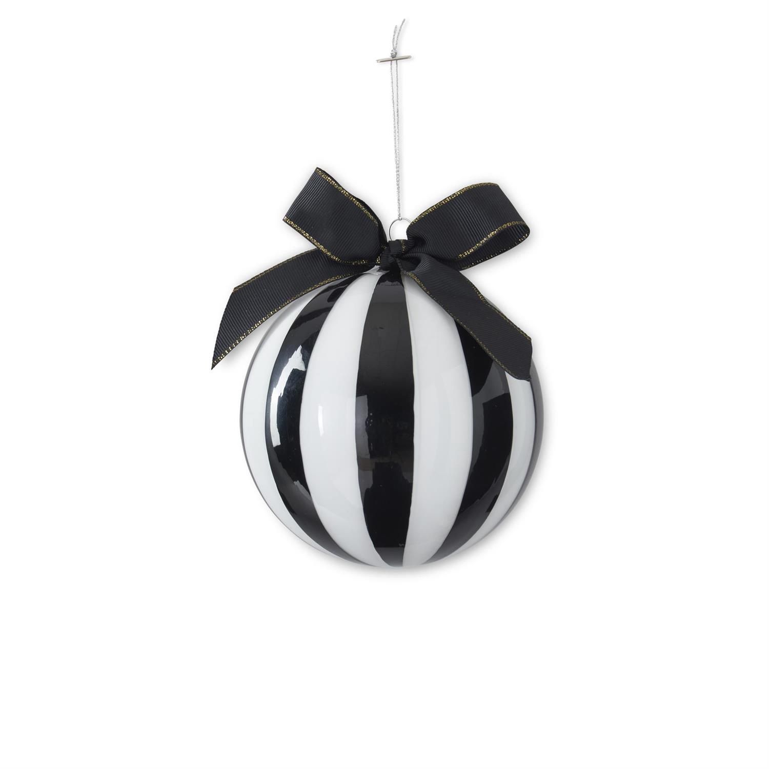 7" Black &amp; White Striped Ornament