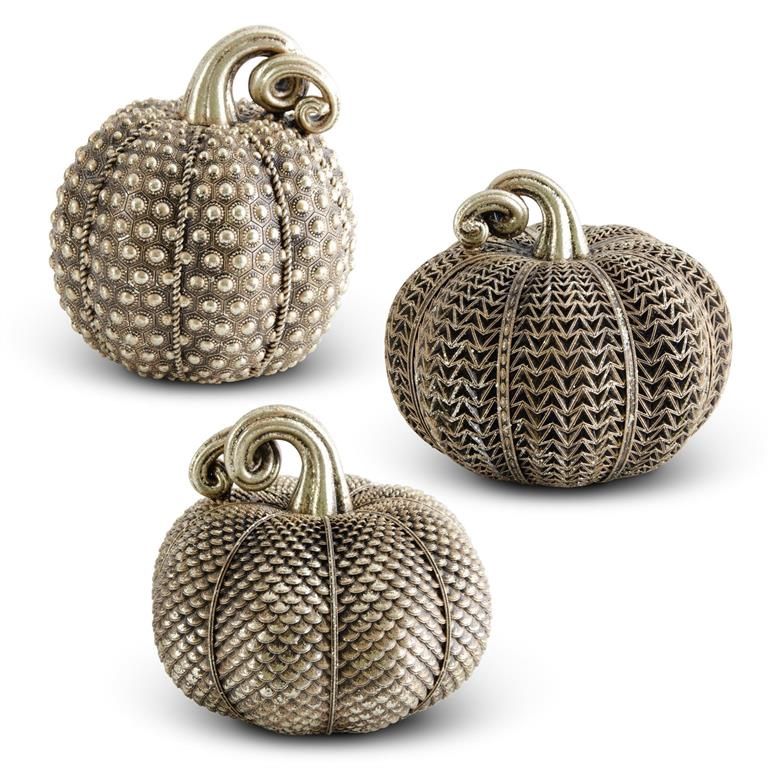 Antique Gold Textured Pumpkins Asst.