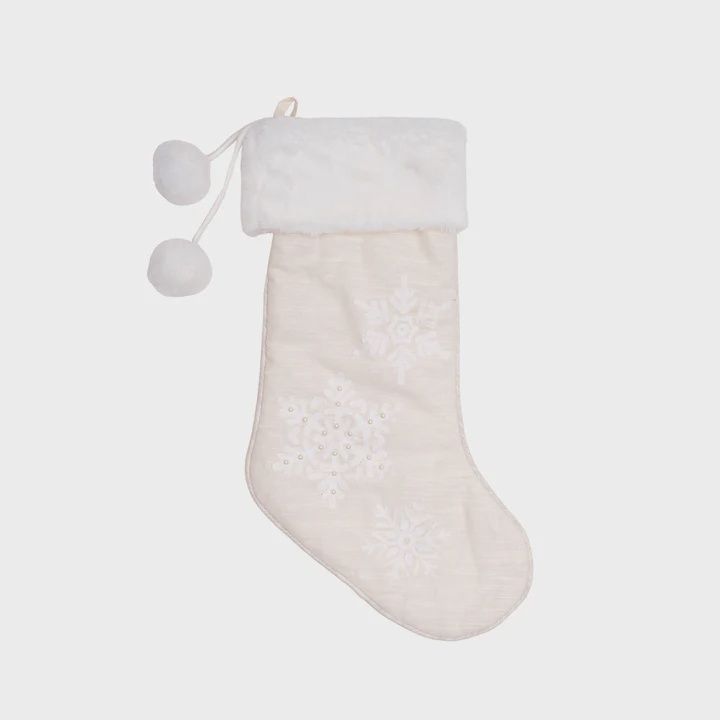 White Christmas Snowflake Stocking