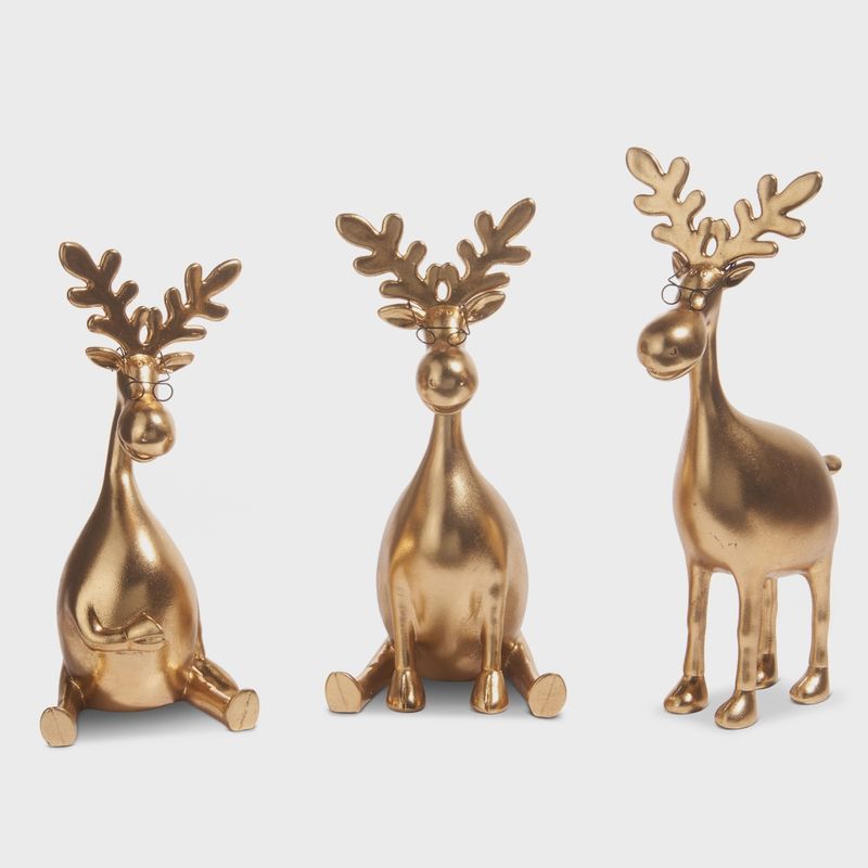 Gold Moose with Glasses Set of 3