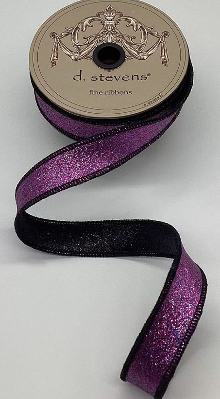 Glitter Purple w/ Black Edge Ribbon