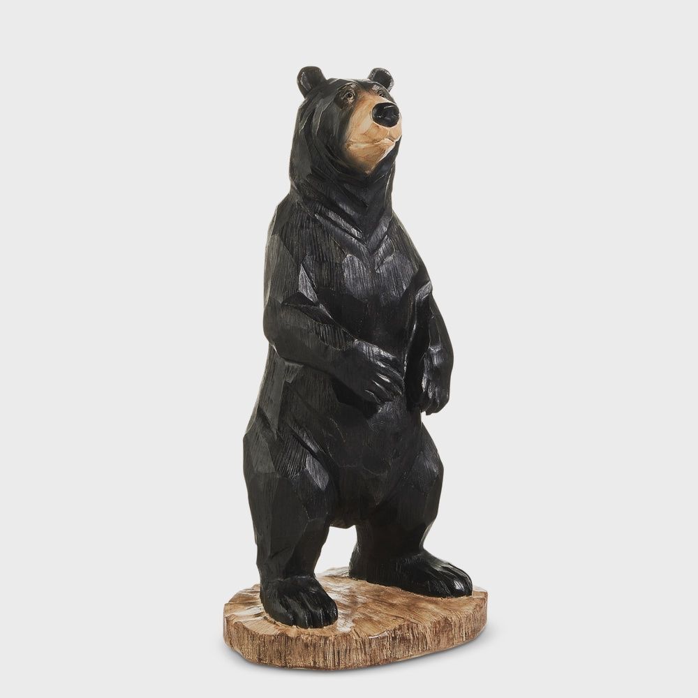 17" Wood Look Carved Bear