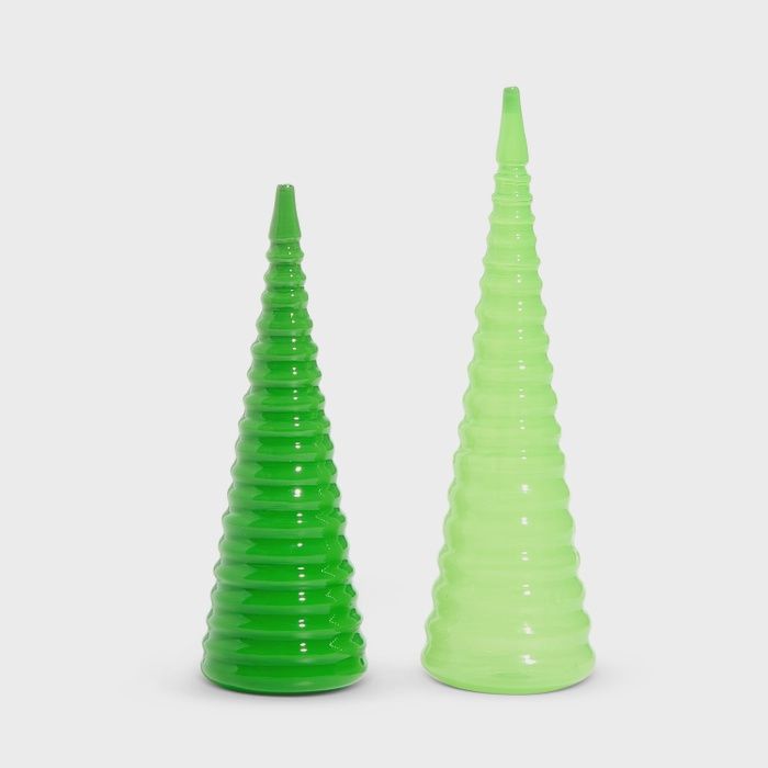 10" Bright Green Spiral Trees