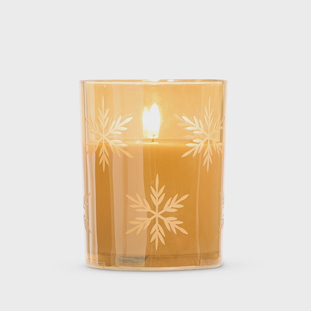 Gold Glass Snowflake Candle