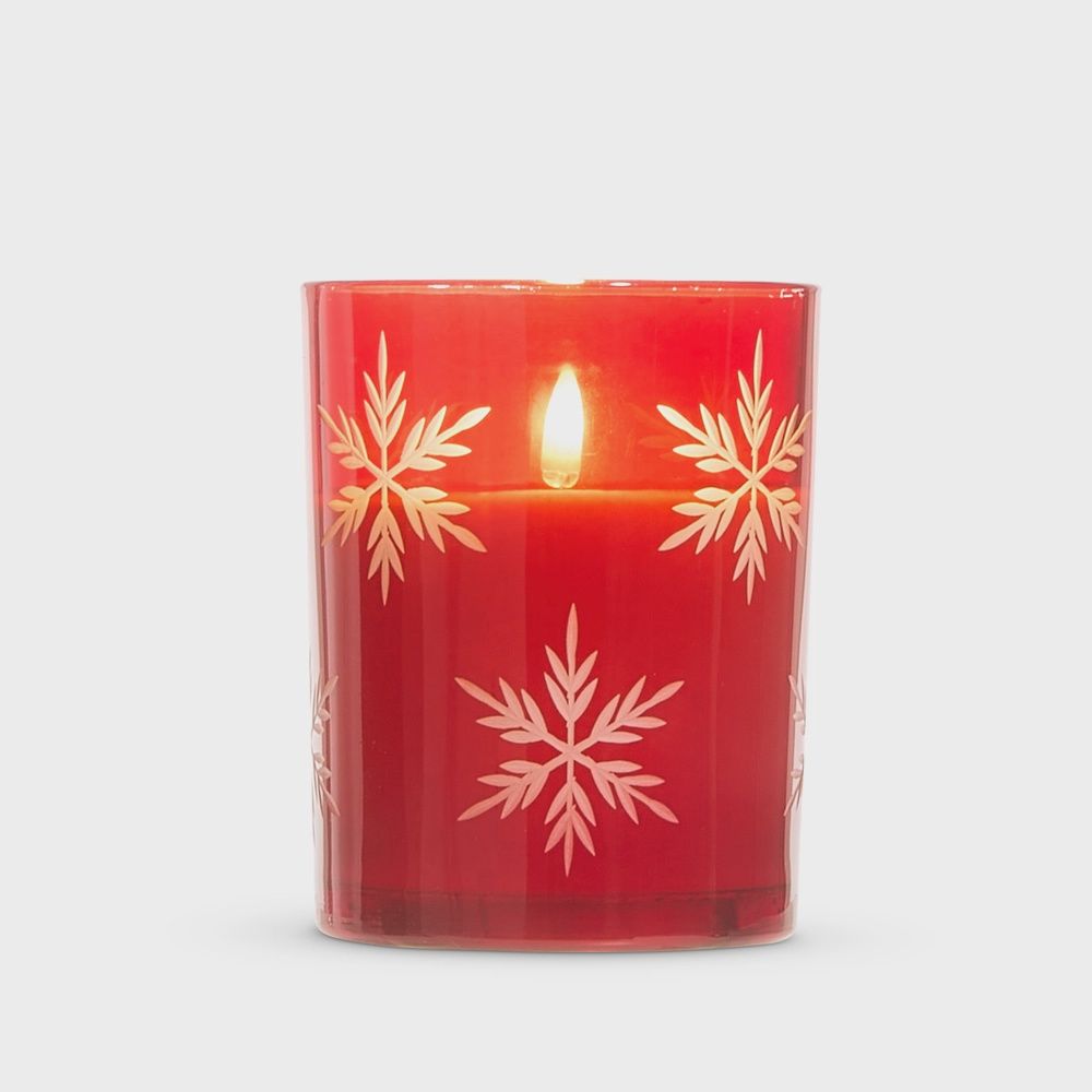 Red Glass Snowflake Candle