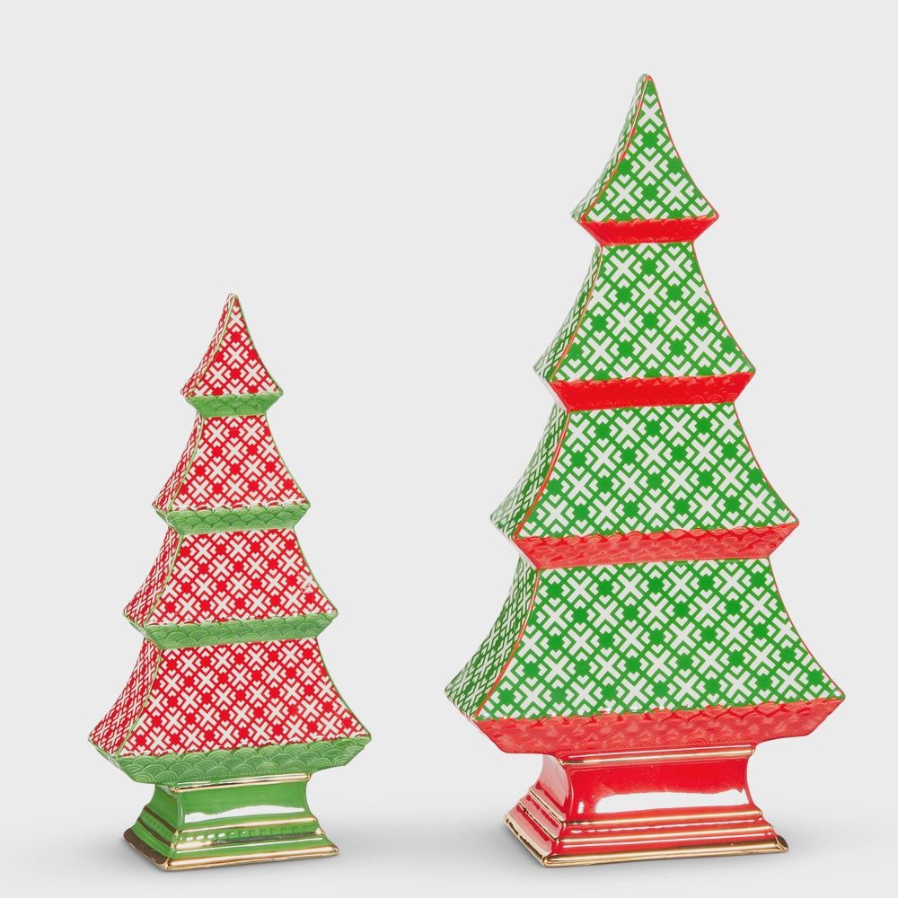 9" Geo Pattern Tabletop Trees