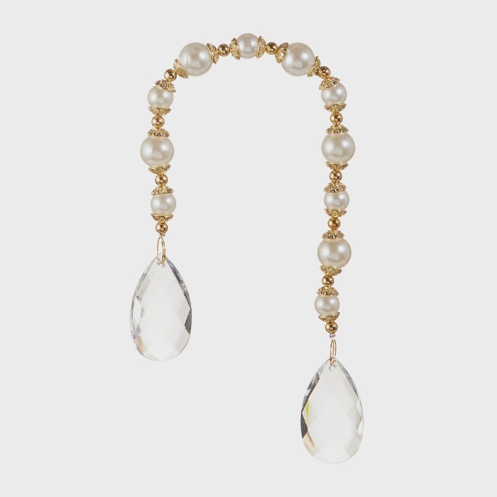 15" Crystal and Bead Drape Ornament