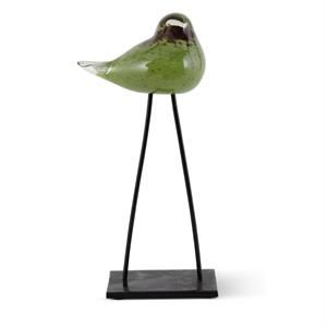 12" Green/Brown Speckled Glass Bird