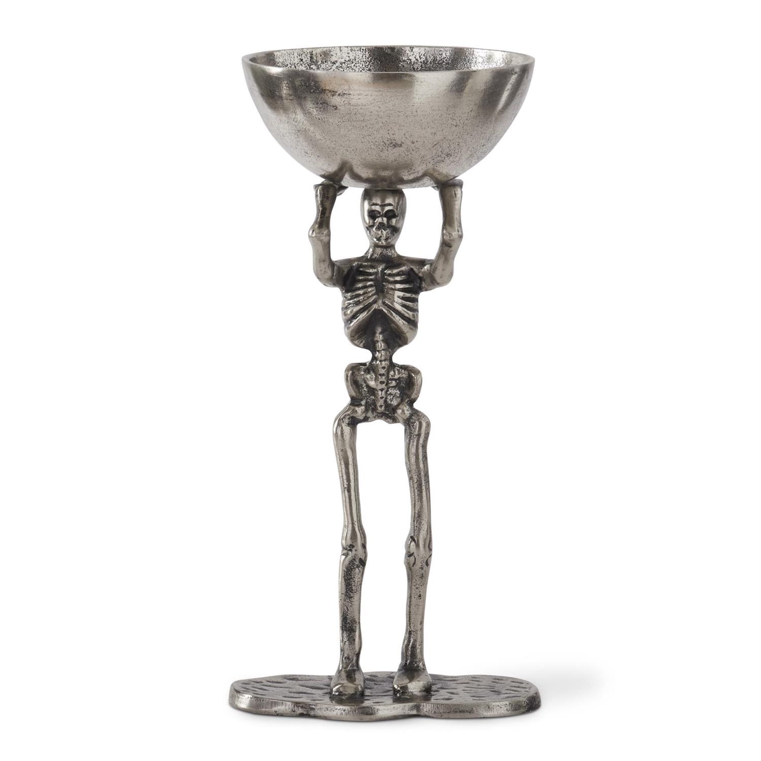 18" Antiqued Silver Skeleton Serving Bowl