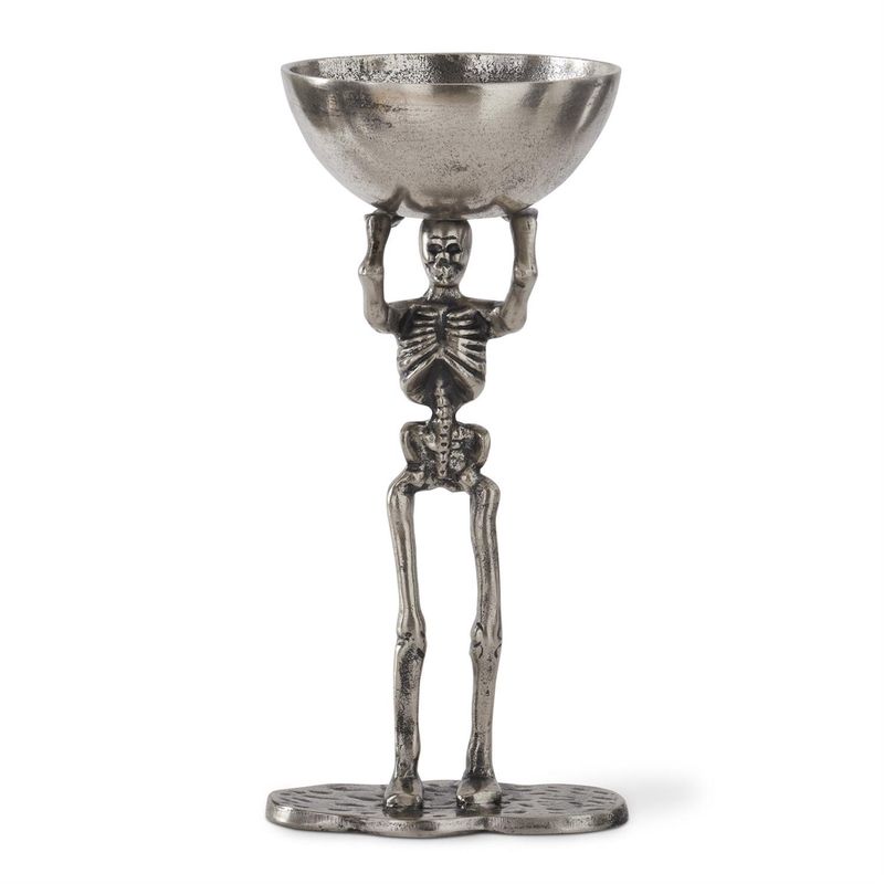 18" Antiqued Silver Skeleton Serving Bowl